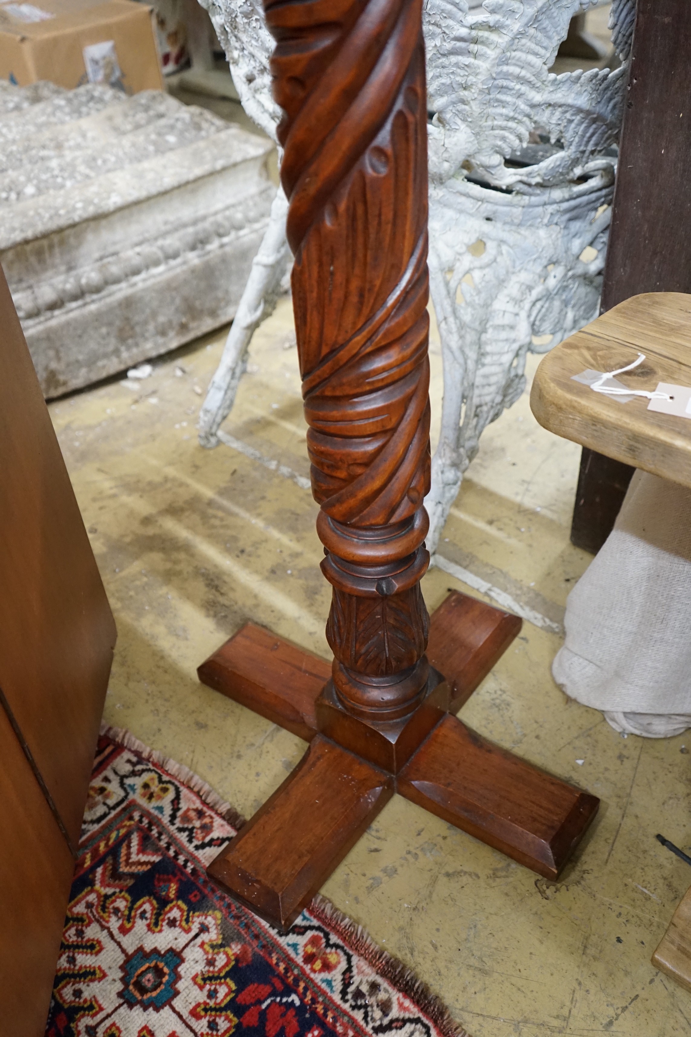 A Victorian and later oak and mahogany pedestal, height 122cm